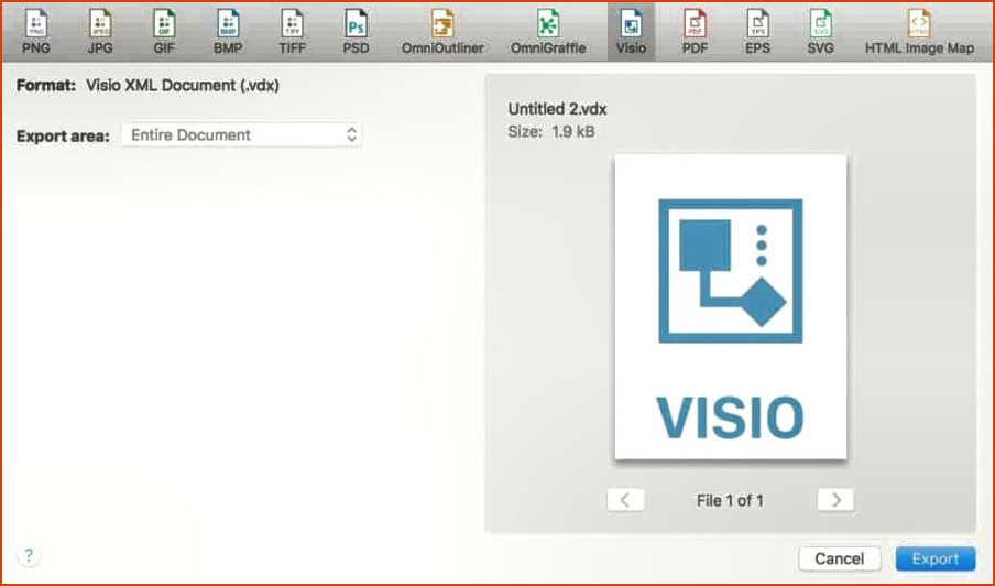 Omnigraffle Visio Exportación