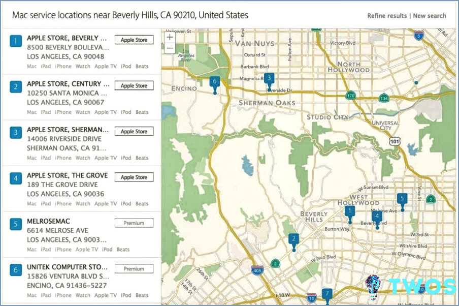 Proveedor de servicios autorizado de Apple - Mapa