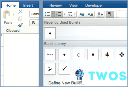 Microsoft Word Mac Bullet Point Ribbon