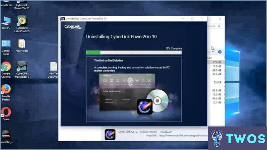 ¿Cómo desinstalo CyberLink Power2Go?