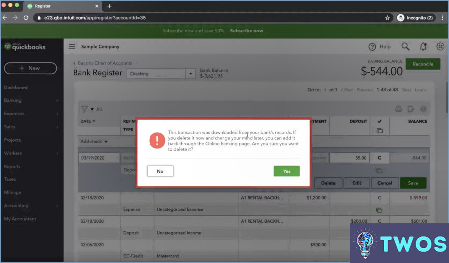 ¿Cómo puedo eliminar un gasto en QuickBooks online?