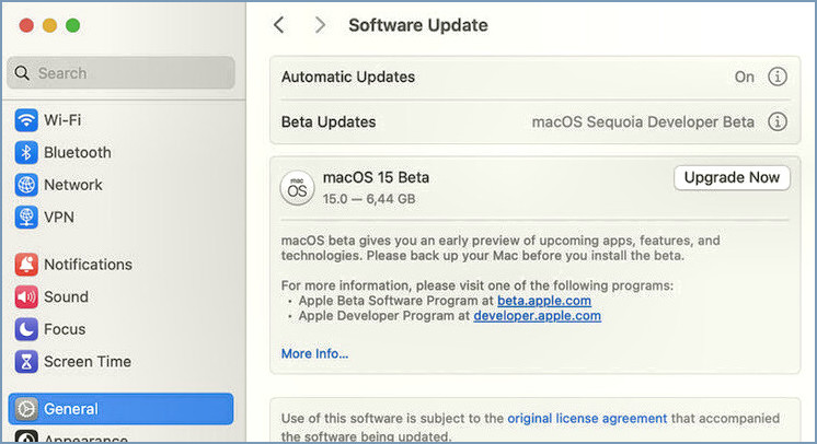 MacOS Sequoia Beta en Mac