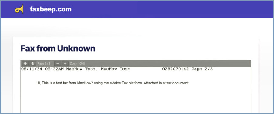 Evoice Fax Test Fax Página 2